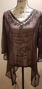 BKE Boutique sheer beaded open back top NWOT